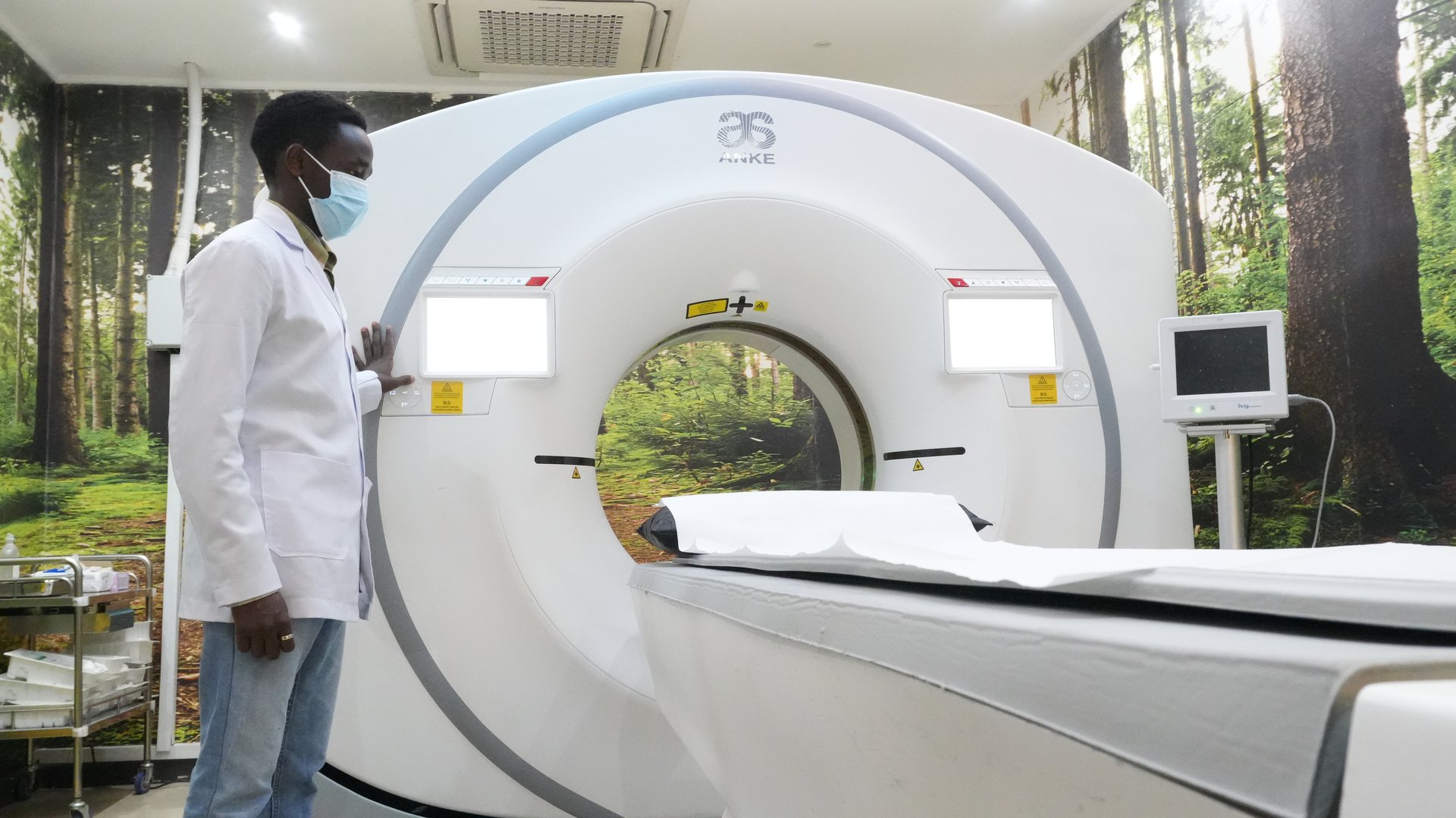 CT scanner gantry and patient positioning system at Rayhaan Healthcare